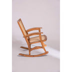 Rocking Teak Wood and Wicker Armchair