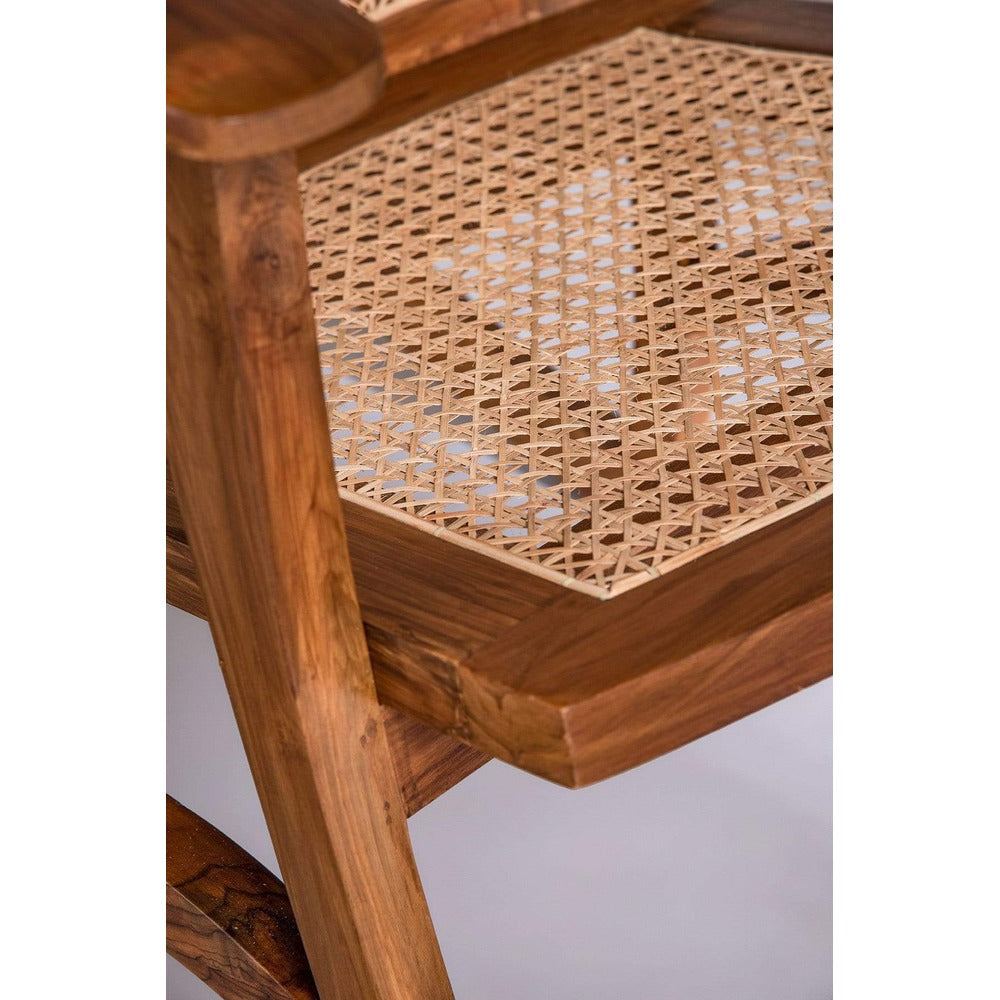 Rocking Teak Wood and Wicker Armchair