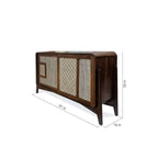 Modern Solid Teak Wood and Wicker Sideboard