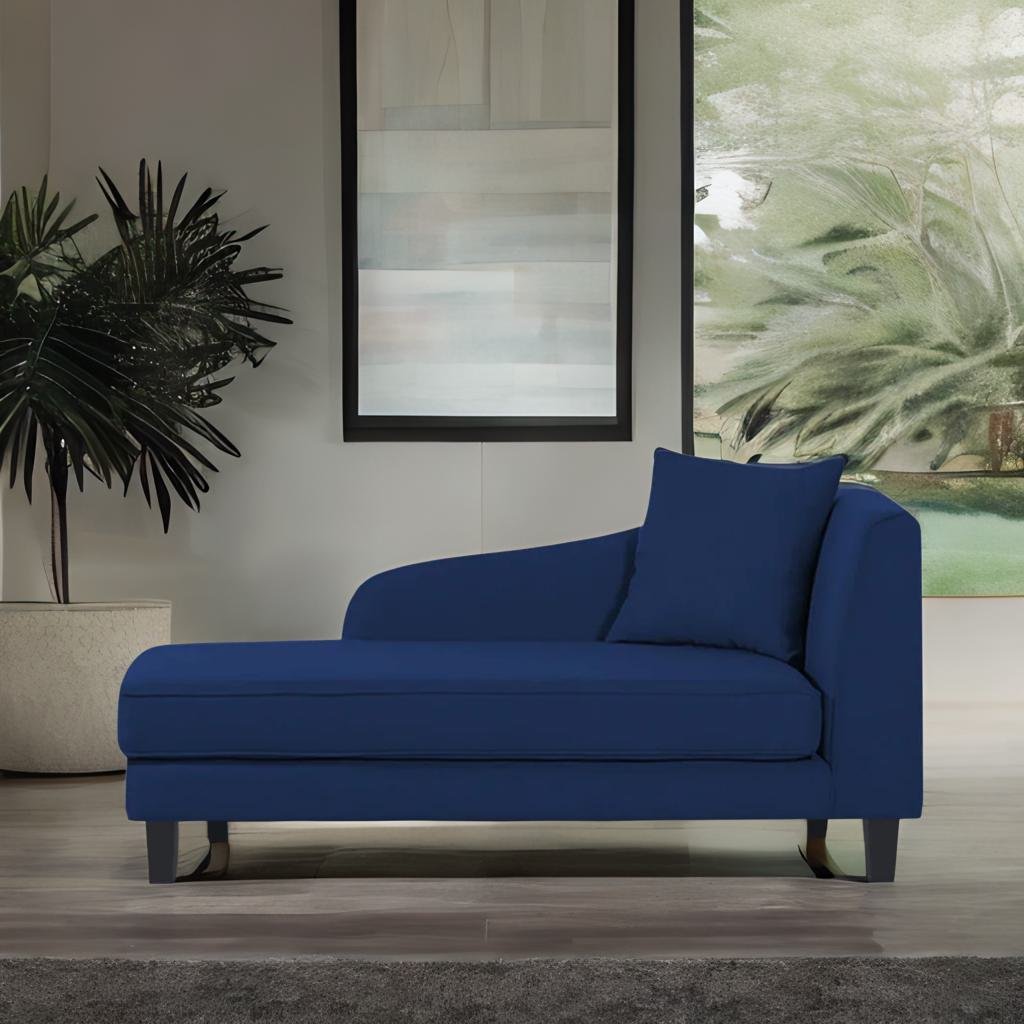 Modern Royal Blue Fabric Chaise Lounger