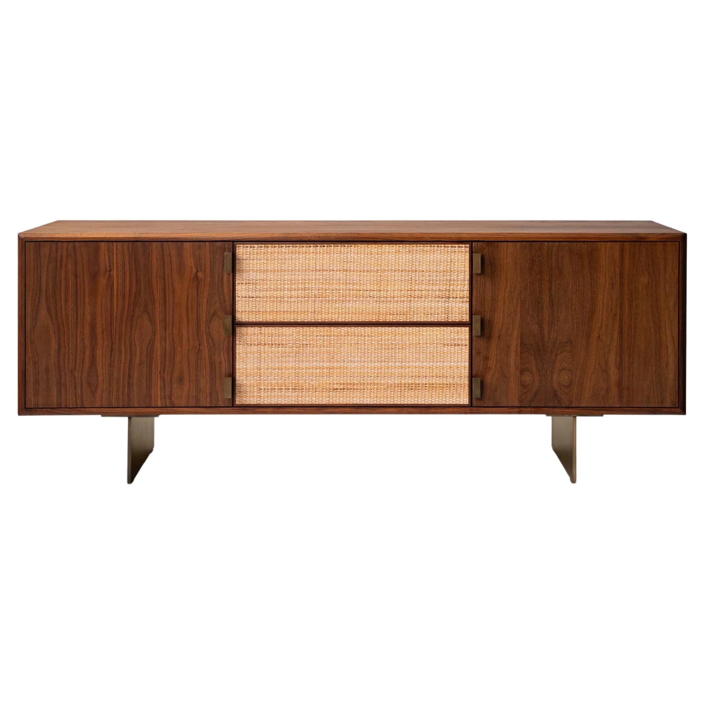 Modern Solid Wood Augusto Credenza With Rattan