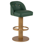 Art Deco Flute Bar Stool (Emerald Leather)