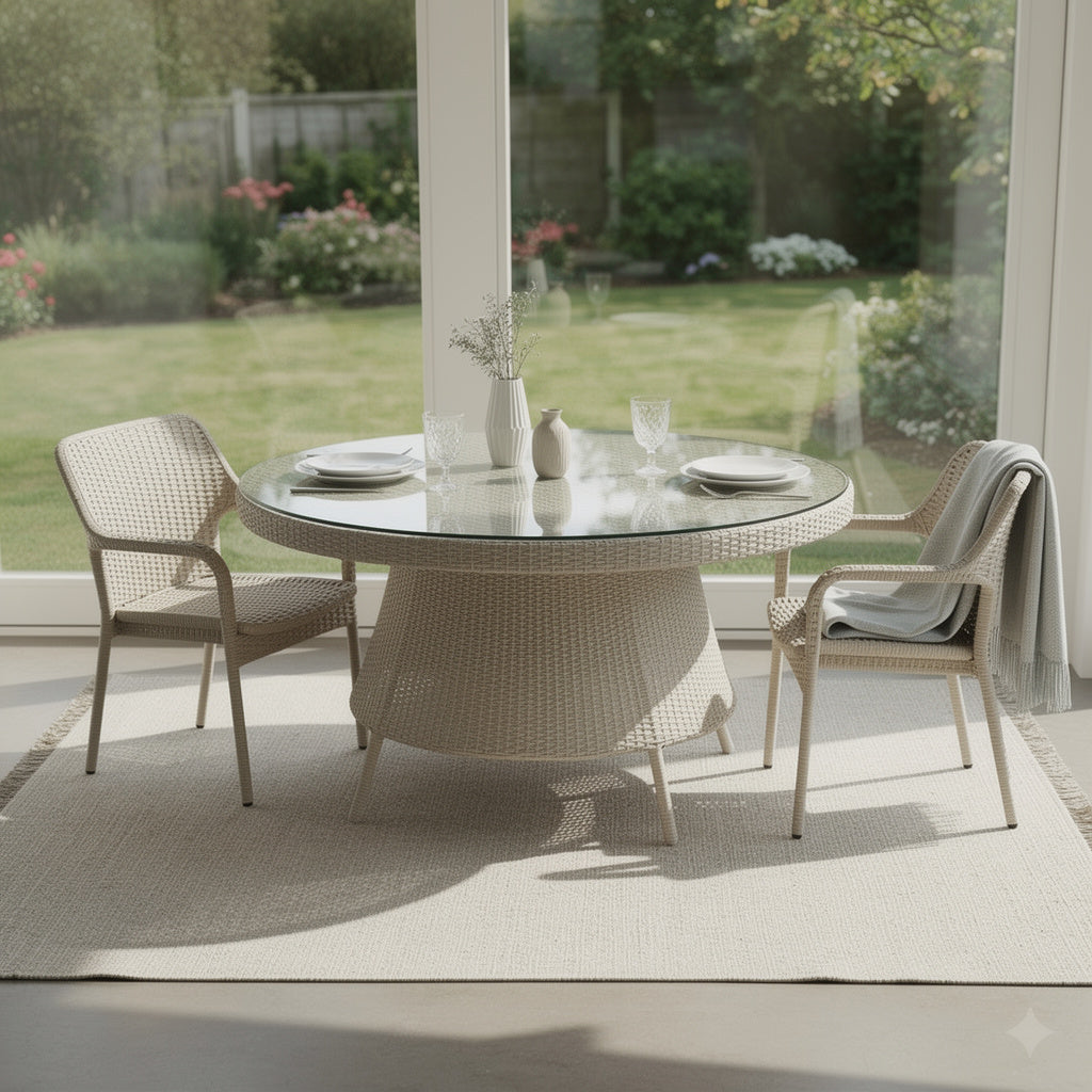 DINING TABLE WITH GLASS TOP (AHOD/150/005)