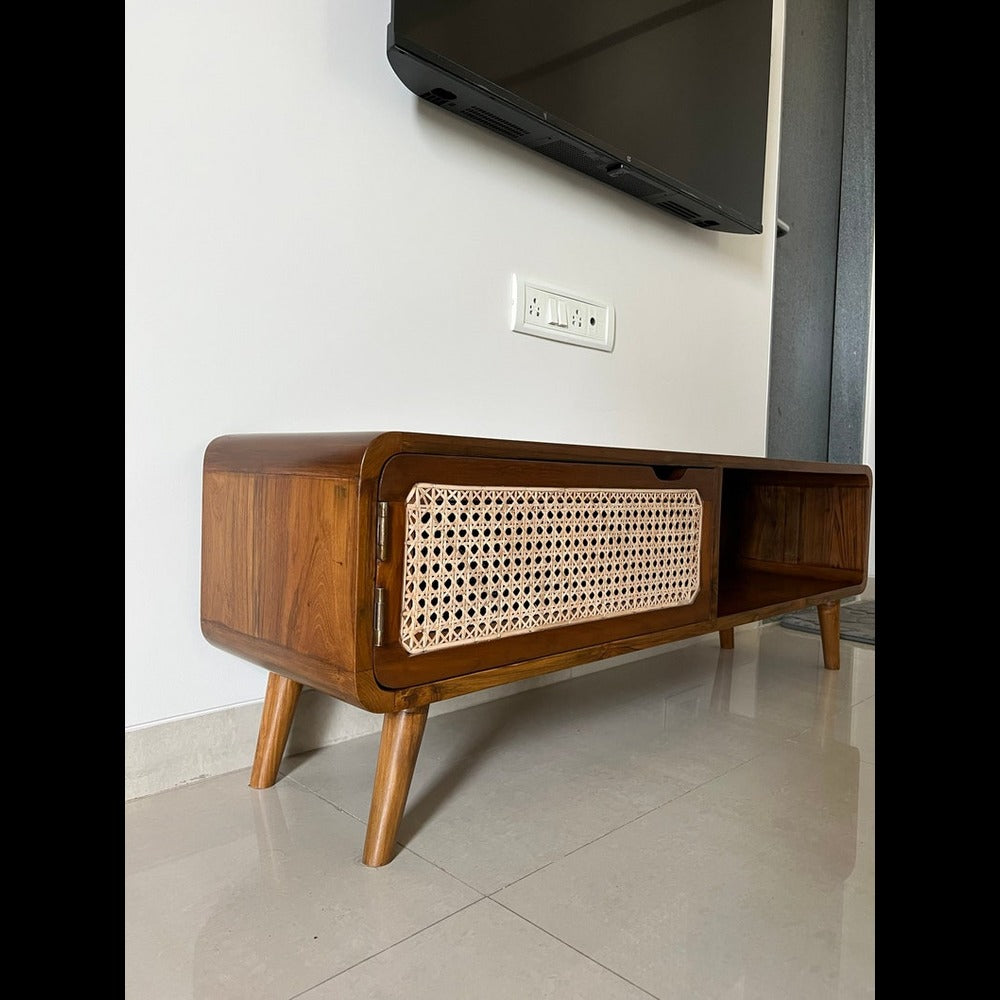 Midcentury Small Solid Teak TV Stand