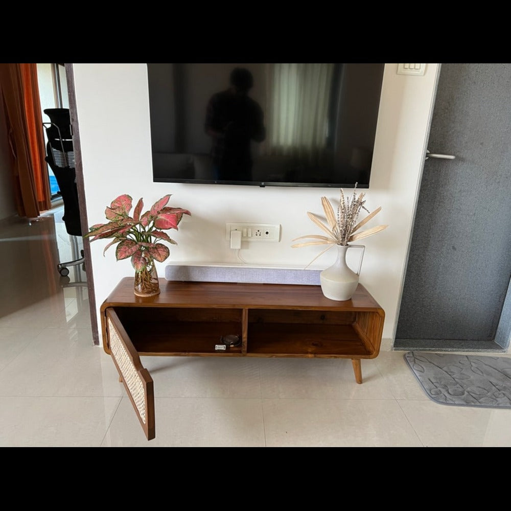 Midcentury Small Solid Teak TV Stand