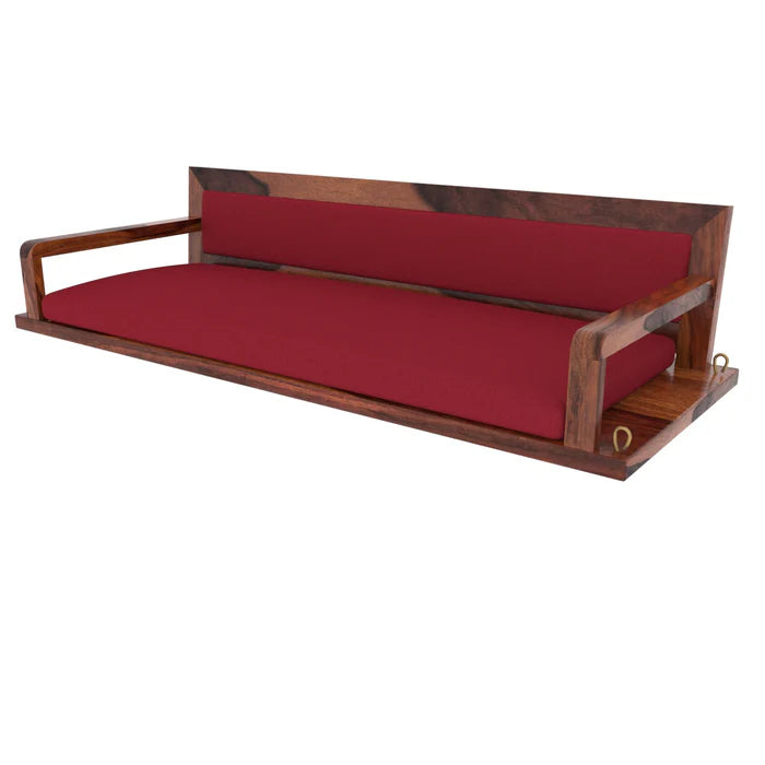 Red Back Upholstered Heritage Style Handmade Wooden Swing