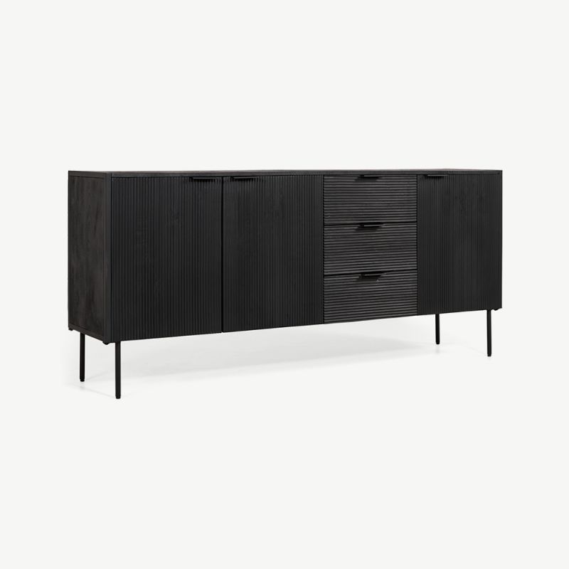 Stylish Sideboard in Black Mango Wood for Luxe Living