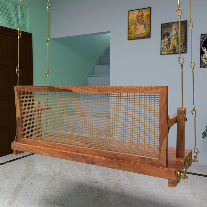 Adorable Thin Cane Reversible Wooden Swing