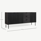 Stylish Sideboard in Black Mango Wood for Luxe Living