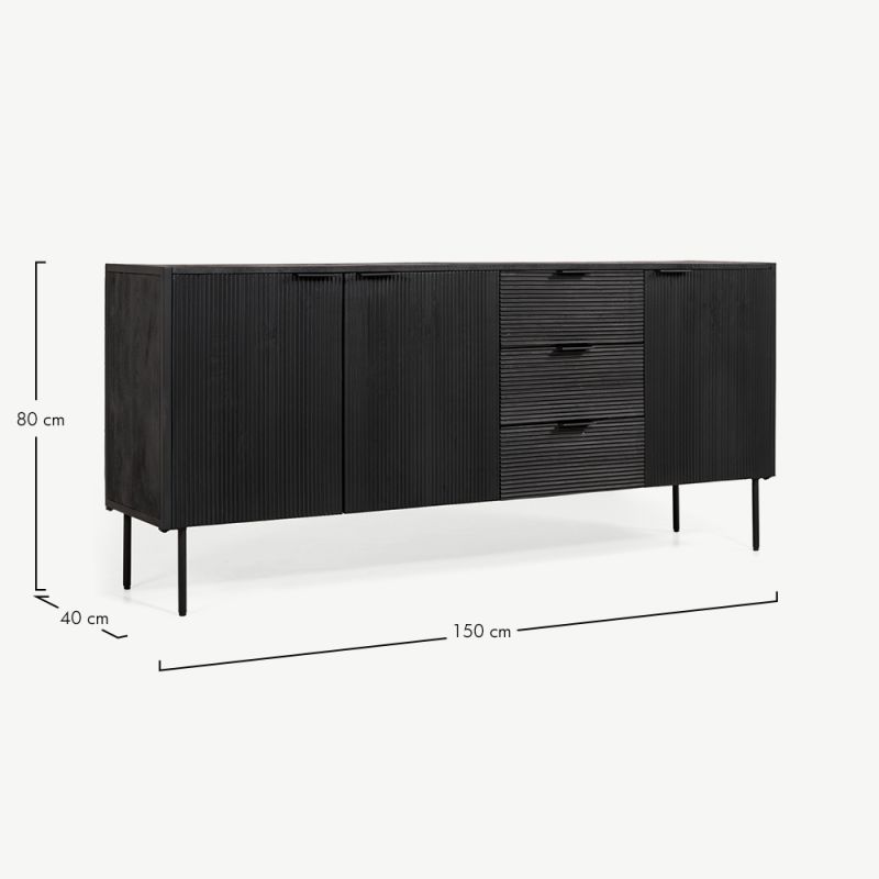 Stylish Sideboard in Black Mango Wood for Luxe Living
