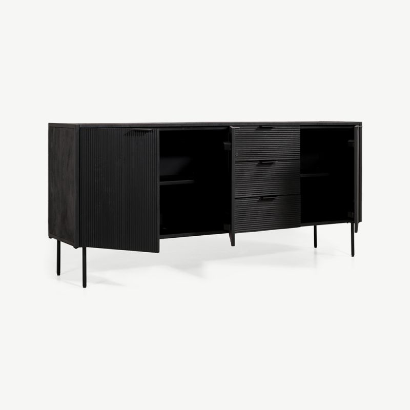 Stylish Sideboard in Black Mango Wood for Luxe Living