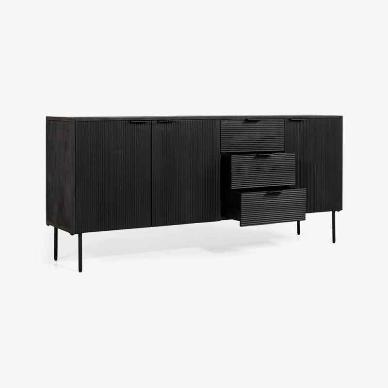 Stylish Sideboard in Black Mango Wood for Luxe Living