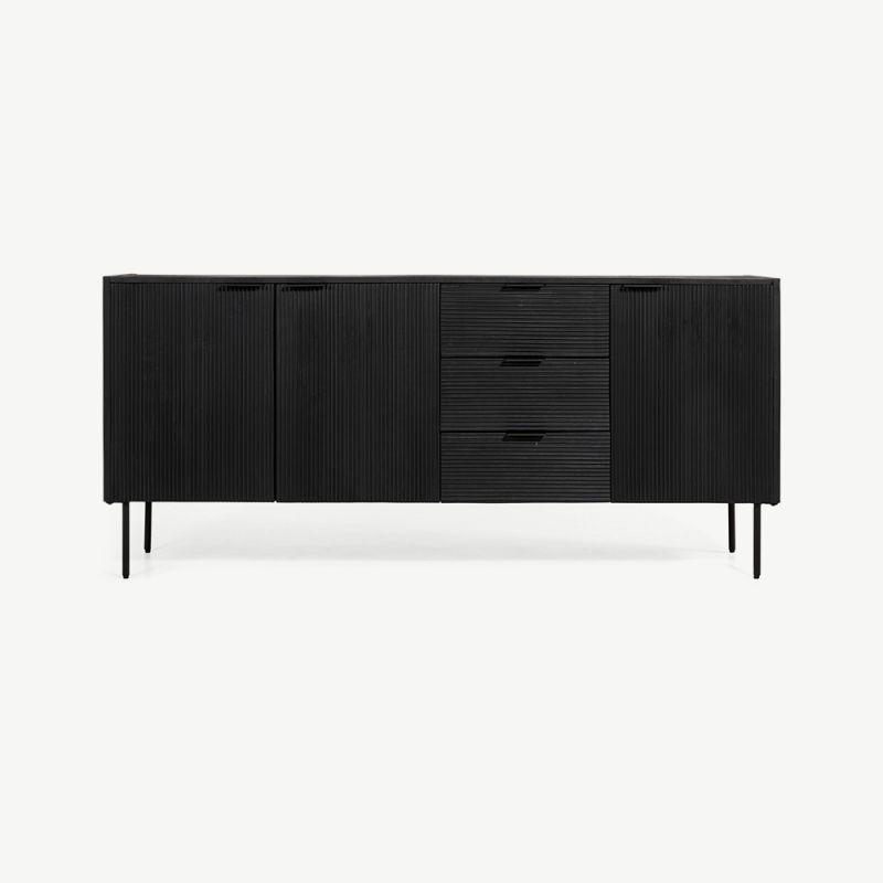Stylish Sideboard in Black Mango Wood for Luxe Living