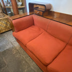Walnut Italian Sofa with Built-In Bar Cabinet