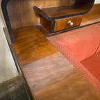 Walnut Italian Sofa with Built-In Bar Cabinet