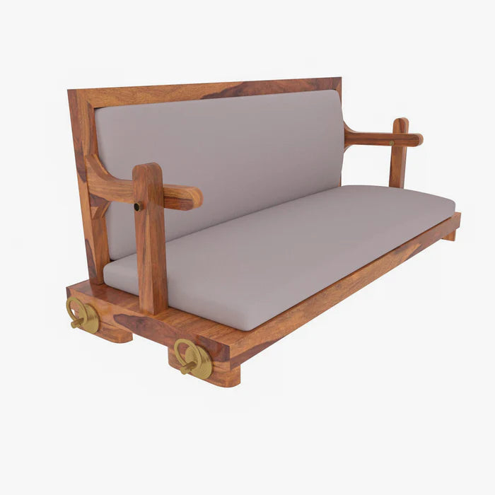 Vintage White Upholstered Handmade Wooden Swing