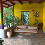 Charming Handmade Sheesham Wood Swing with Cream Upholstery