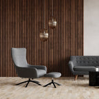 Grey Serenity Upholstered Lounge Chair with Ottoman