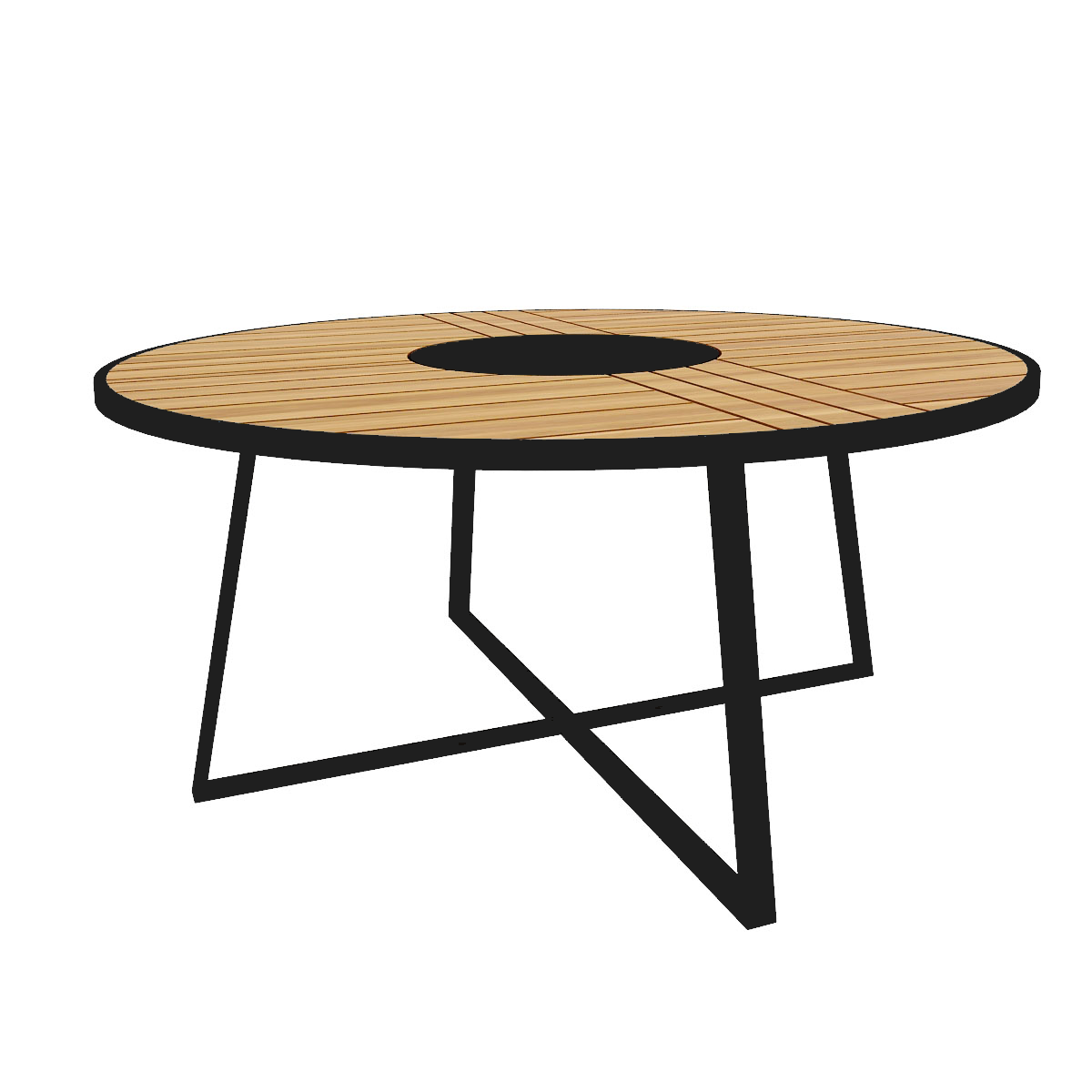 DINING TABLE ROUND WITH TEAK WOOD TOP (AHO/029/009)