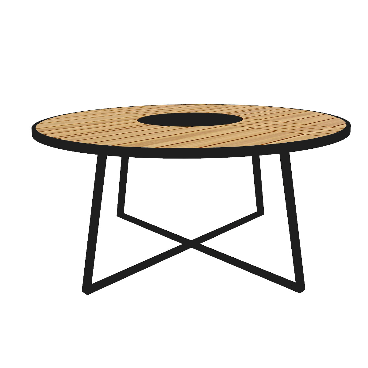 DINING TABLE ROUND WITH TEAK WOOD TOP (AHO/029/009)