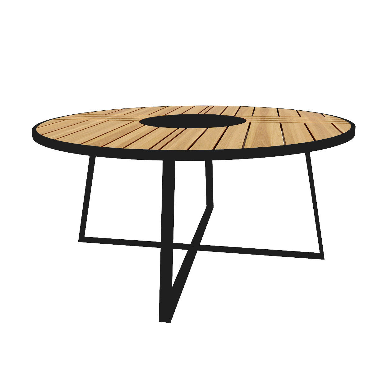 DINING TABLE ROUND WITH TEAK WOOD TOP (AHO/029/009)