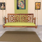 Fusion Flowered Carved Back Sheesham Wood Swing for Home