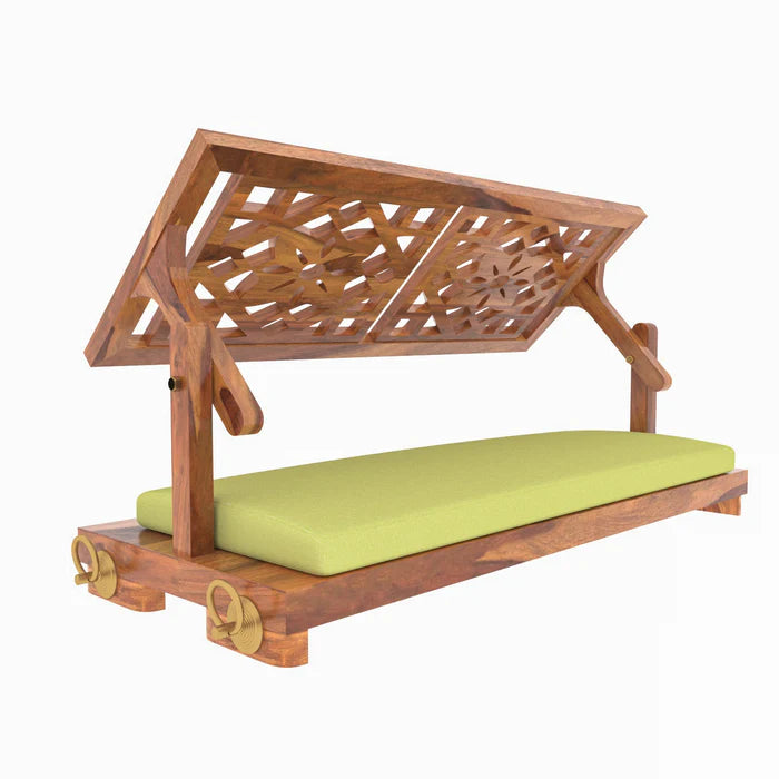 Fusion Flowered Carved Back Sheesham Wood Swing for Home