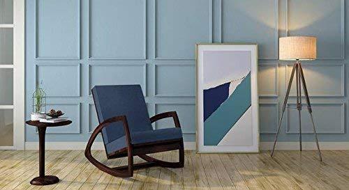 Serene Blue Cushioned Wooden Rocking Chair with Walnut Finish