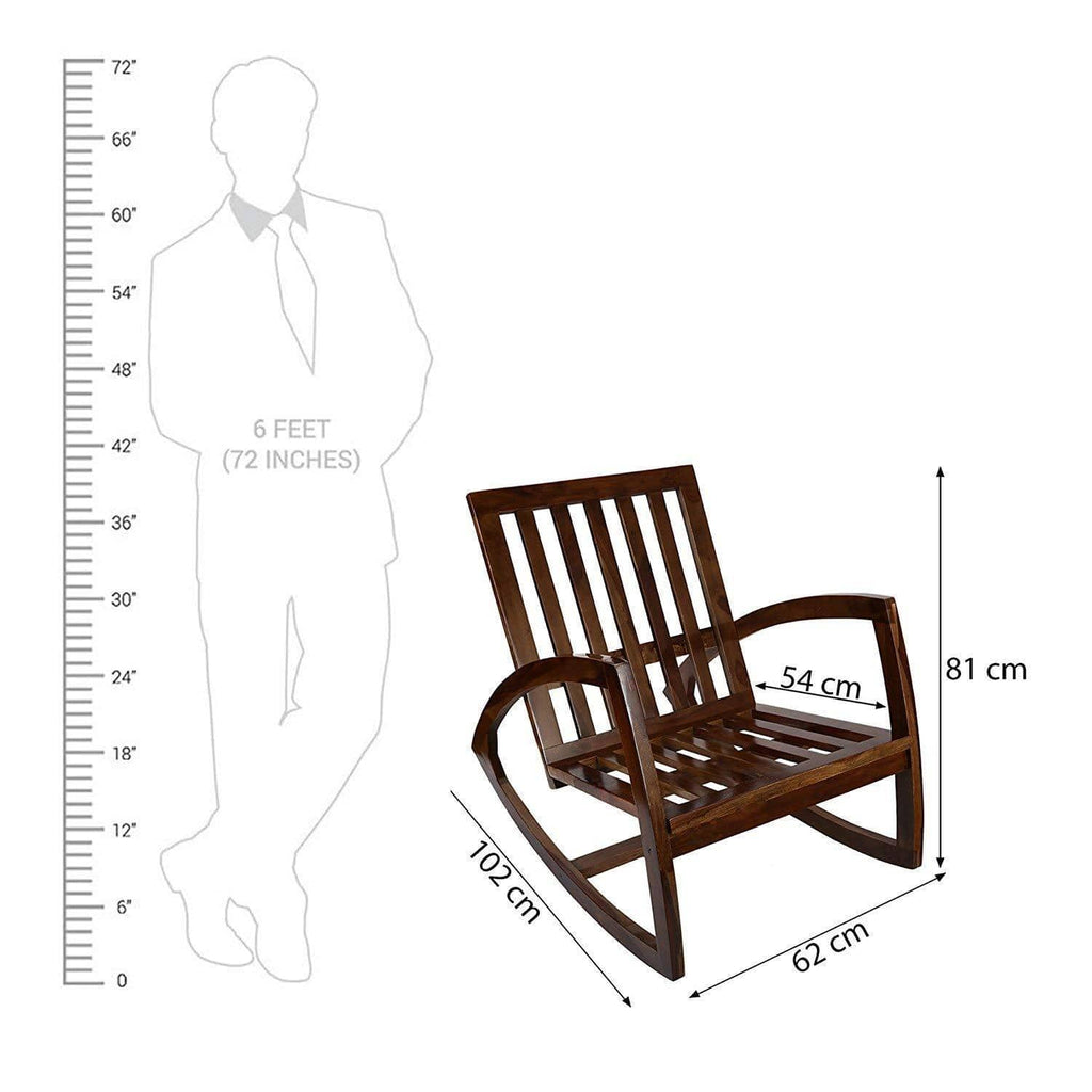 Serene Blue Cushioned Wooden Rocking Chair with Walnut Finish